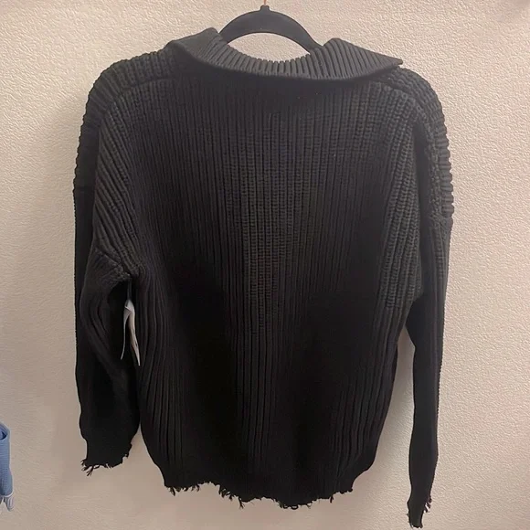 Simon Miller Kree Distressed Sweater Dress In Black - Picture 7 of 7